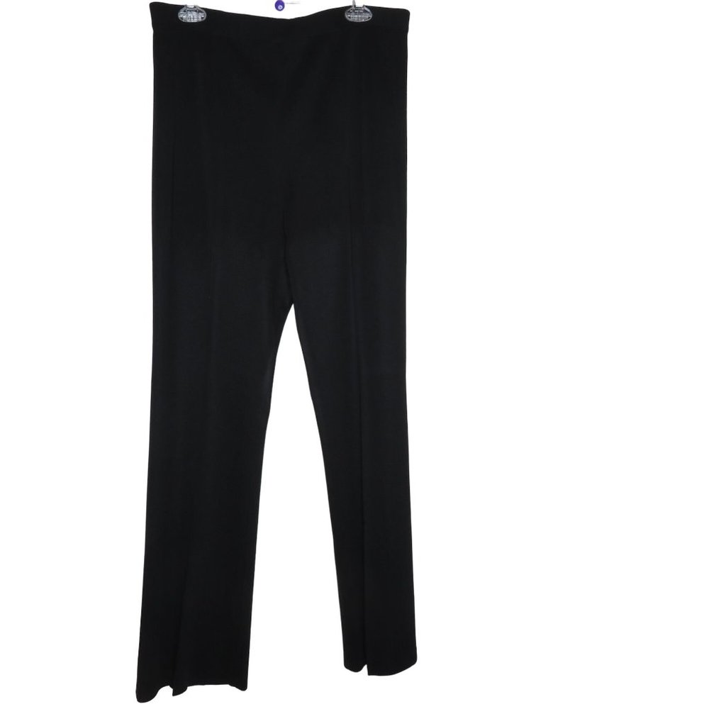 Exclusively Misook Black Knit Pants M High Waist Acrylic Pull On Flat Front